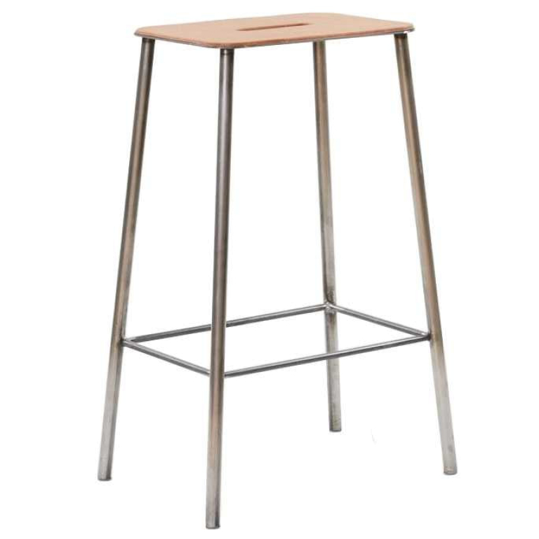 Frama Adam barkruk H65 naturel leer/staal