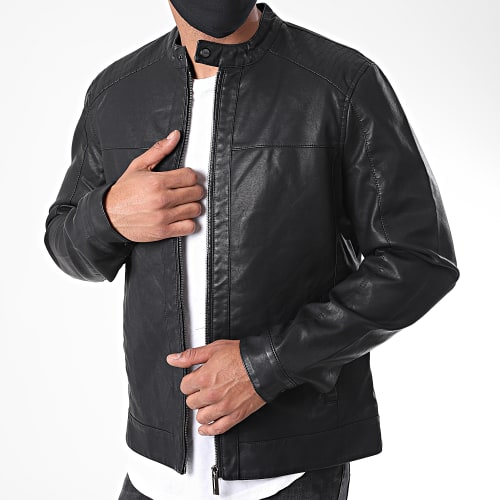 Veste Biker Mike PU Racer Noir