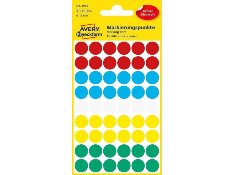 Avery Zweckform Klebepunkte 12 mm Mehrfarbig Markierungspunkte Sticker