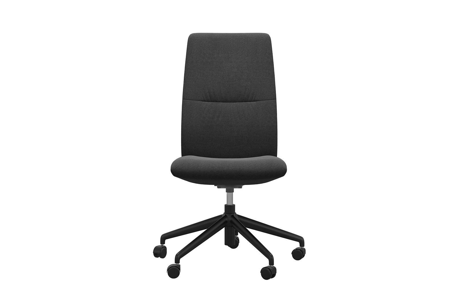 Mint kontorstol Høy stol i tekstil Dahlia Grey uten arm og med matt sort understell