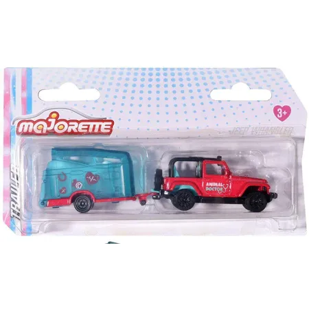Majorette Pink Drivez Jeep Wrangler+Horse Trailer