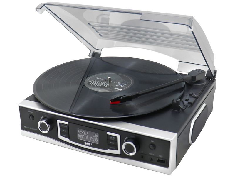 soundmaster Plattenspieler PL590SW Schwarz Plattenspieler mit DAB /UKW Stereoradio und Encoding