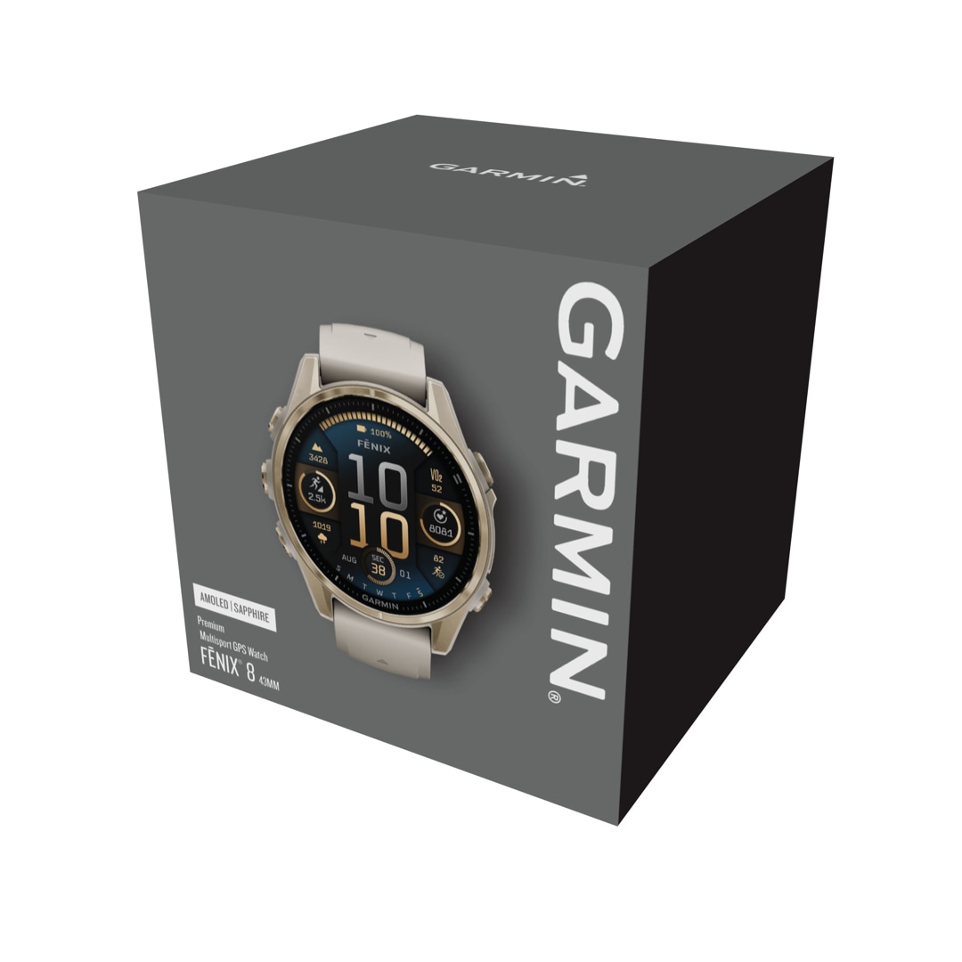 Garmin Fenix 8 - 43mm AMOLED Sapphire Nebelgrau / Softgold