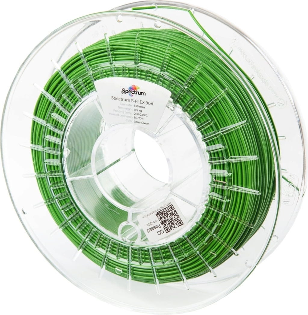 Spectrum  S-Flex 90A Lime Green, 1,75 mm / 500 g    Flexibles Filament mit sehr guten Beständigkeiten
