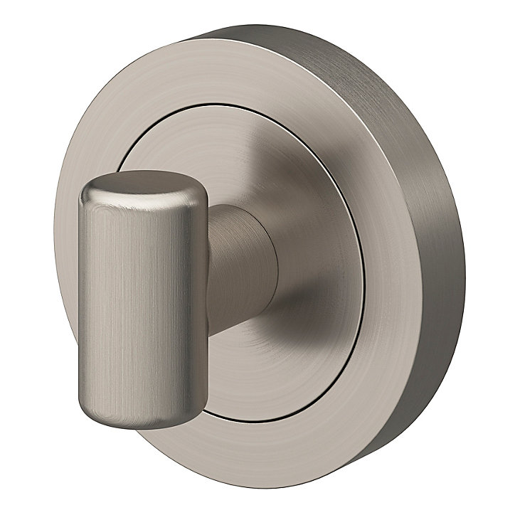 Rosace de fonction rond tube à visser à condamnation GoodHome Duod effet nickel satin gris Ø50mm