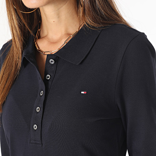 Robe Polo Manches Longues Slim Femme 1985 Piqué 9794 Bleu Marine