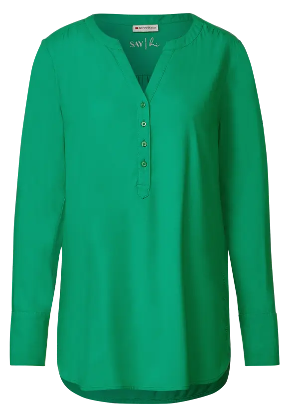 Longbluse in Unifarbe - dark cameo green