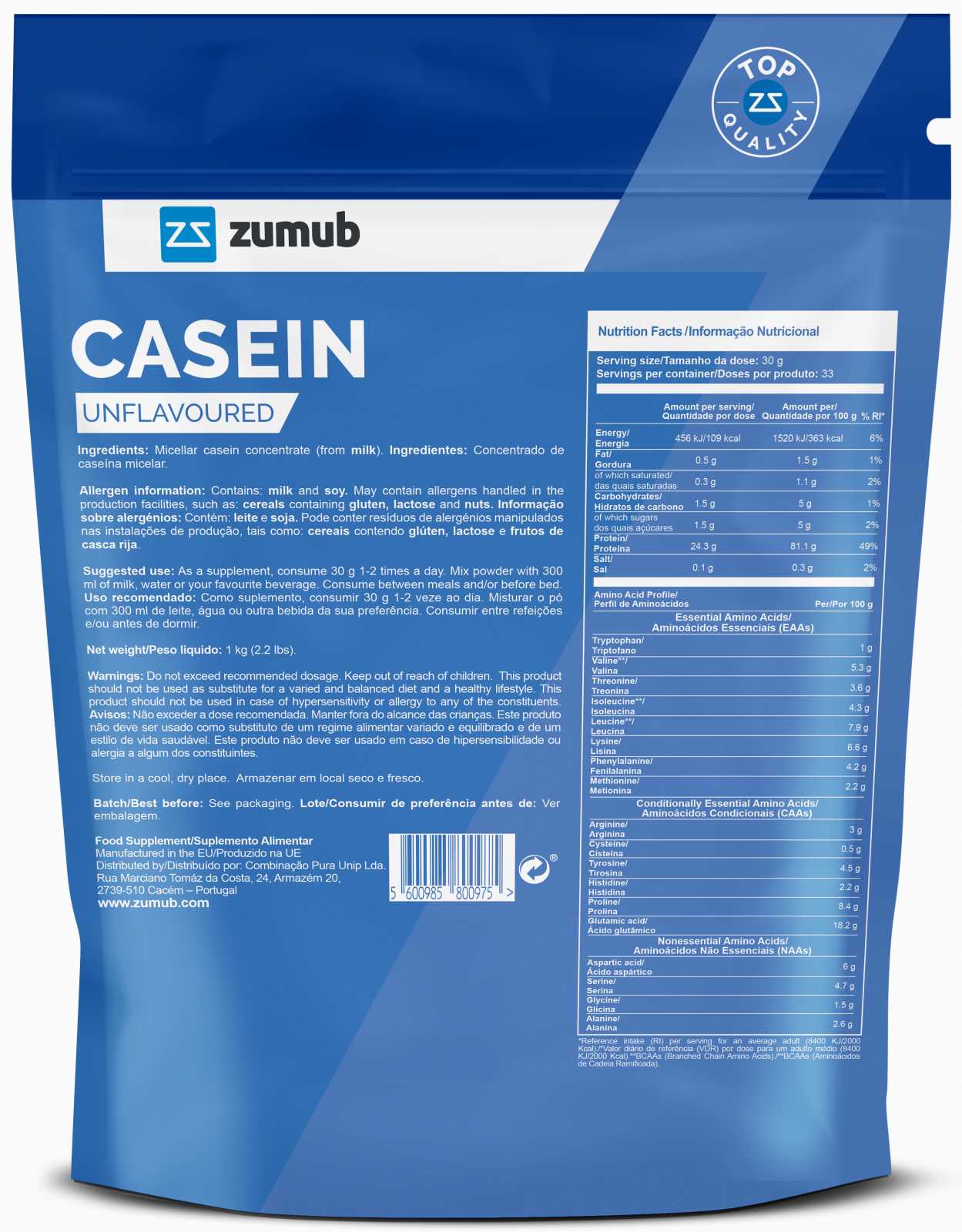 Zumub Zumub Caseína sem sabor 500g - Oportunidade