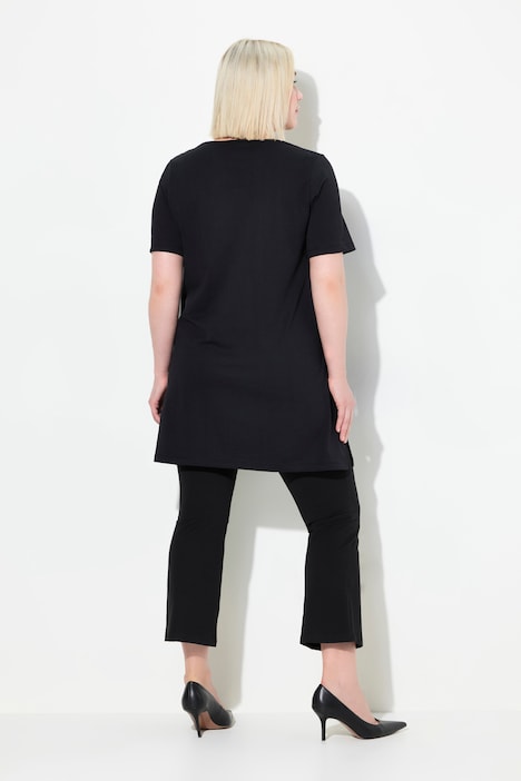 Longshirt, A-Linie, Blumendruck ab der Schulter