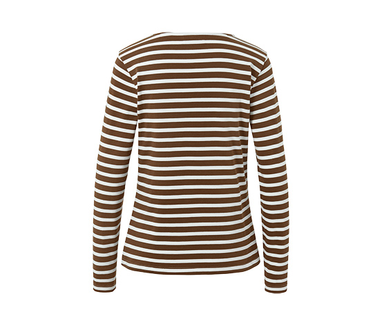 Gestreiftes Langarmshirt, cognac-cremeweiß gestreift
