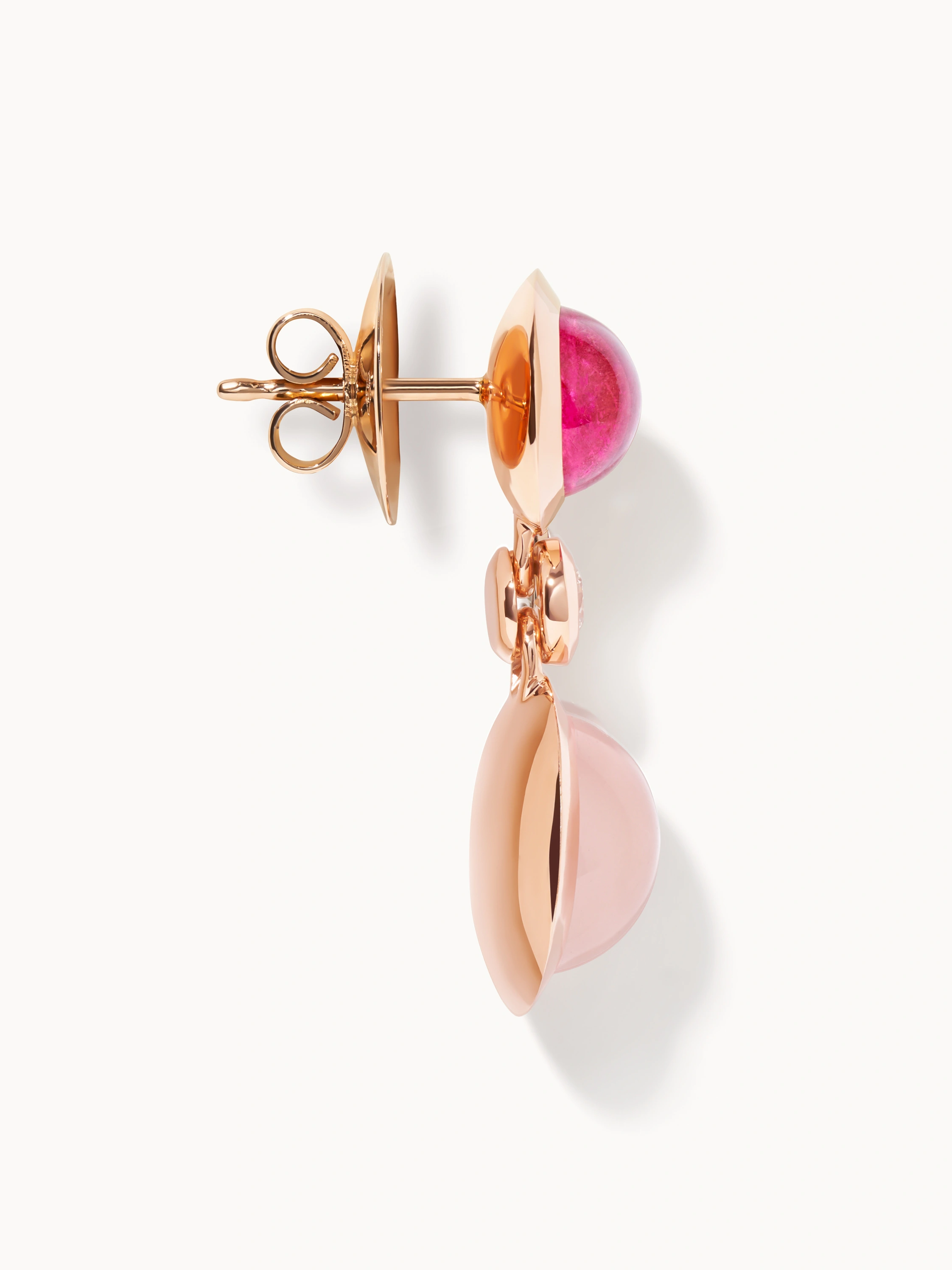 TAMARA COMOLLI Ohrringe OHRRINGE BOUTON 2 CABOCHONS 'BLUSH' / CLASSIC 18K Roségold