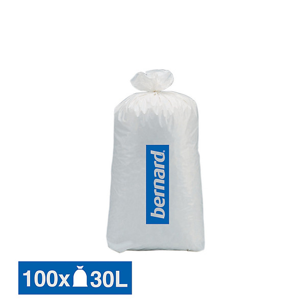 Sacs poubelle déchets courants Bernard blancs 30 L, lot de 100