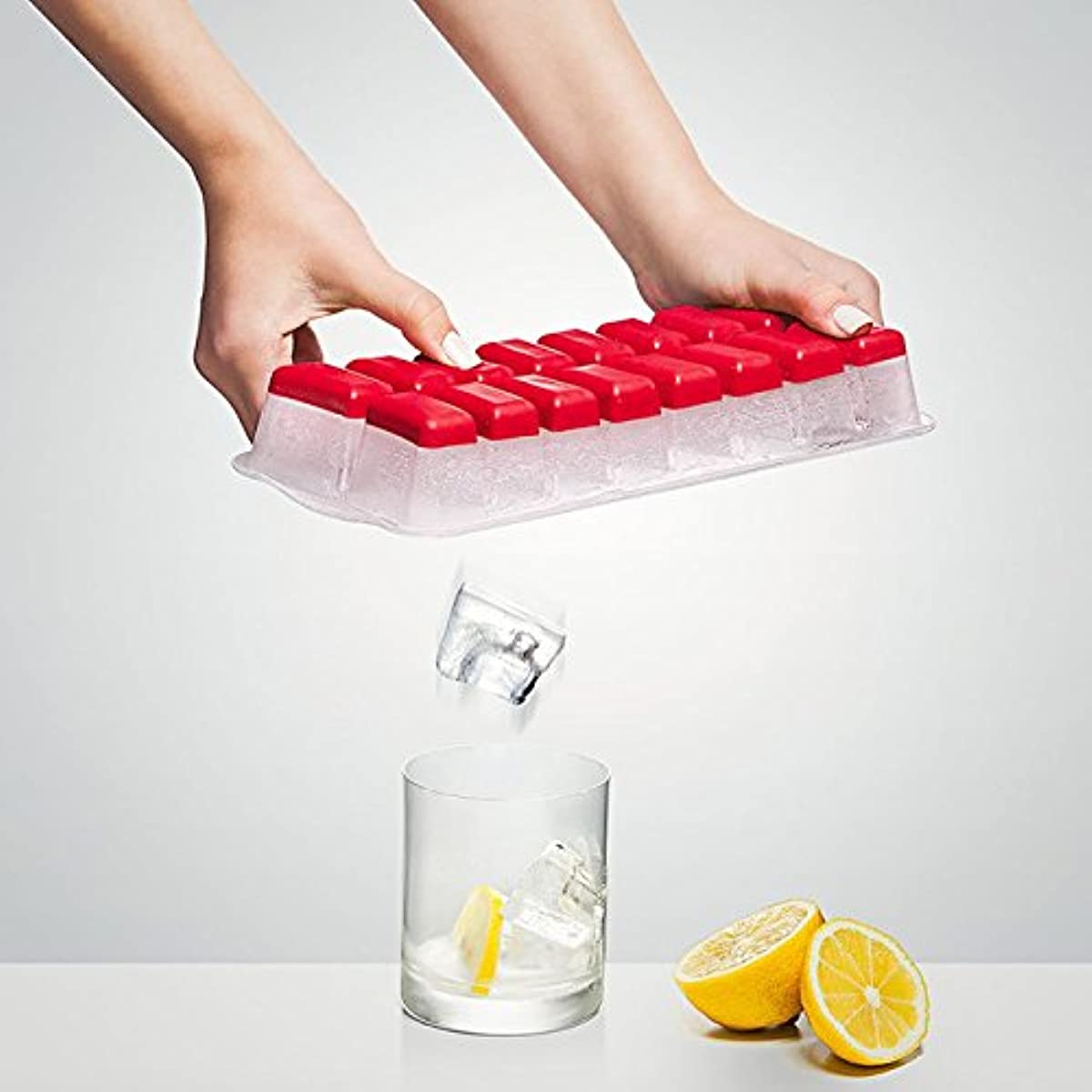 Forma de Gelo Flex&iacute;vel Pl&aacute;stica, Polipropileno e Elast&ocirc;mero TPE, Vermelho, Sanremo