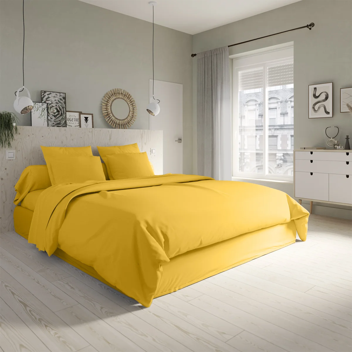 Housse de couette Studio Coton Jaune