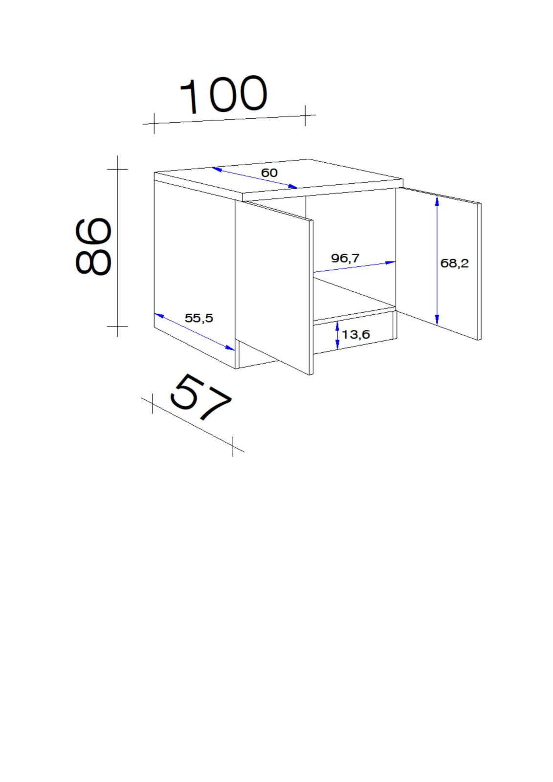 Spülenunterschrank ELEA - weiß-Beton -100 cm breit