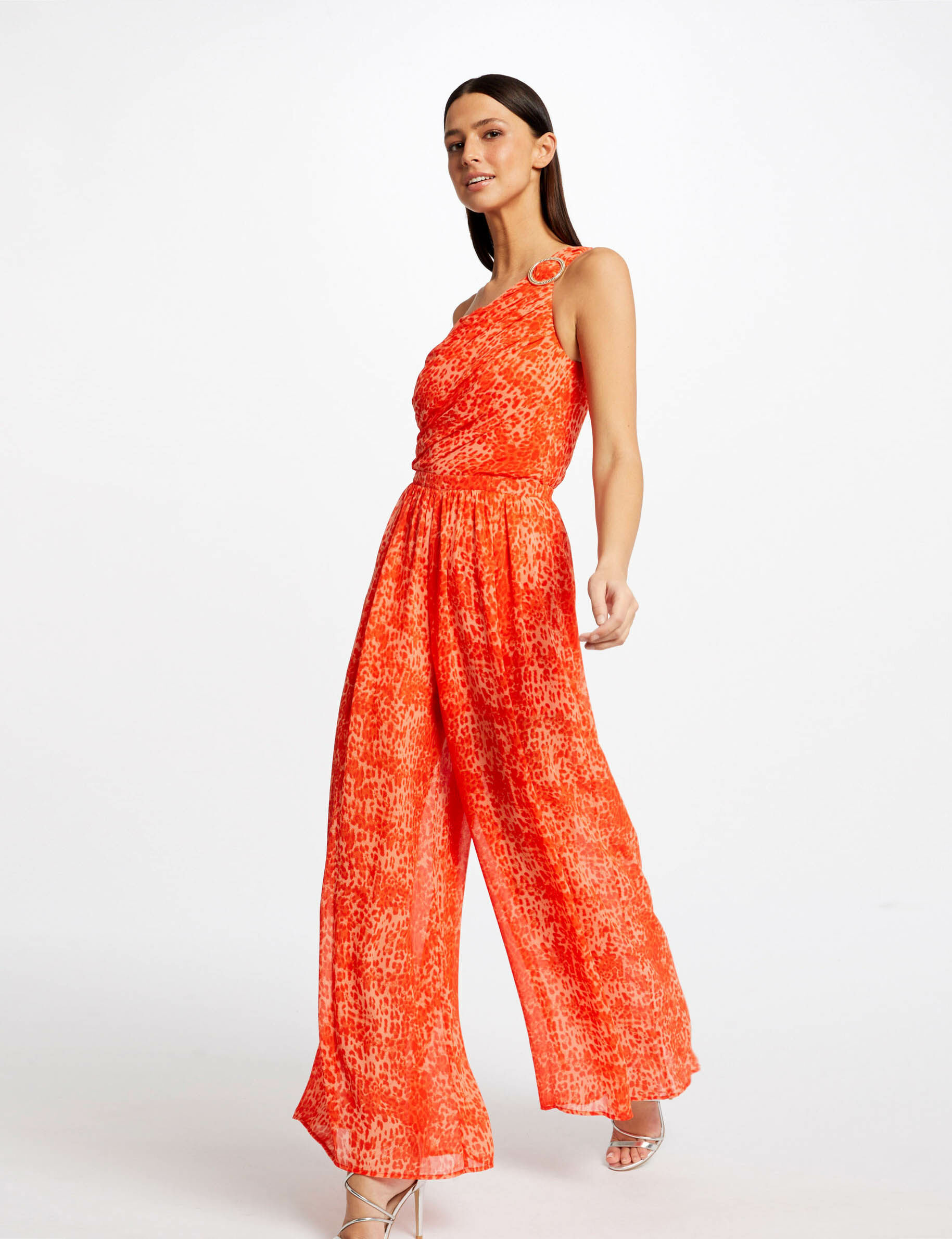 Combinaison large imprimé léopard caramel femme - caramel