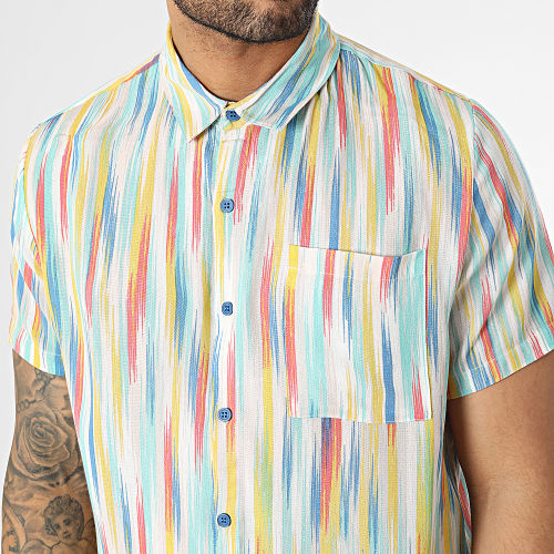 Chemise Manches Courtes Blanc Bleu Jaune Rouge
