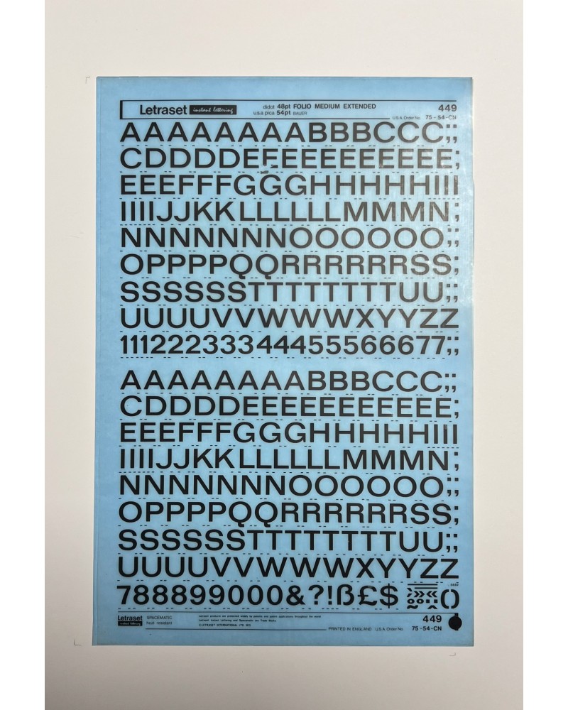 Letraset 449 - FOLIO MEDIUM EXTENDED- 48/54pt