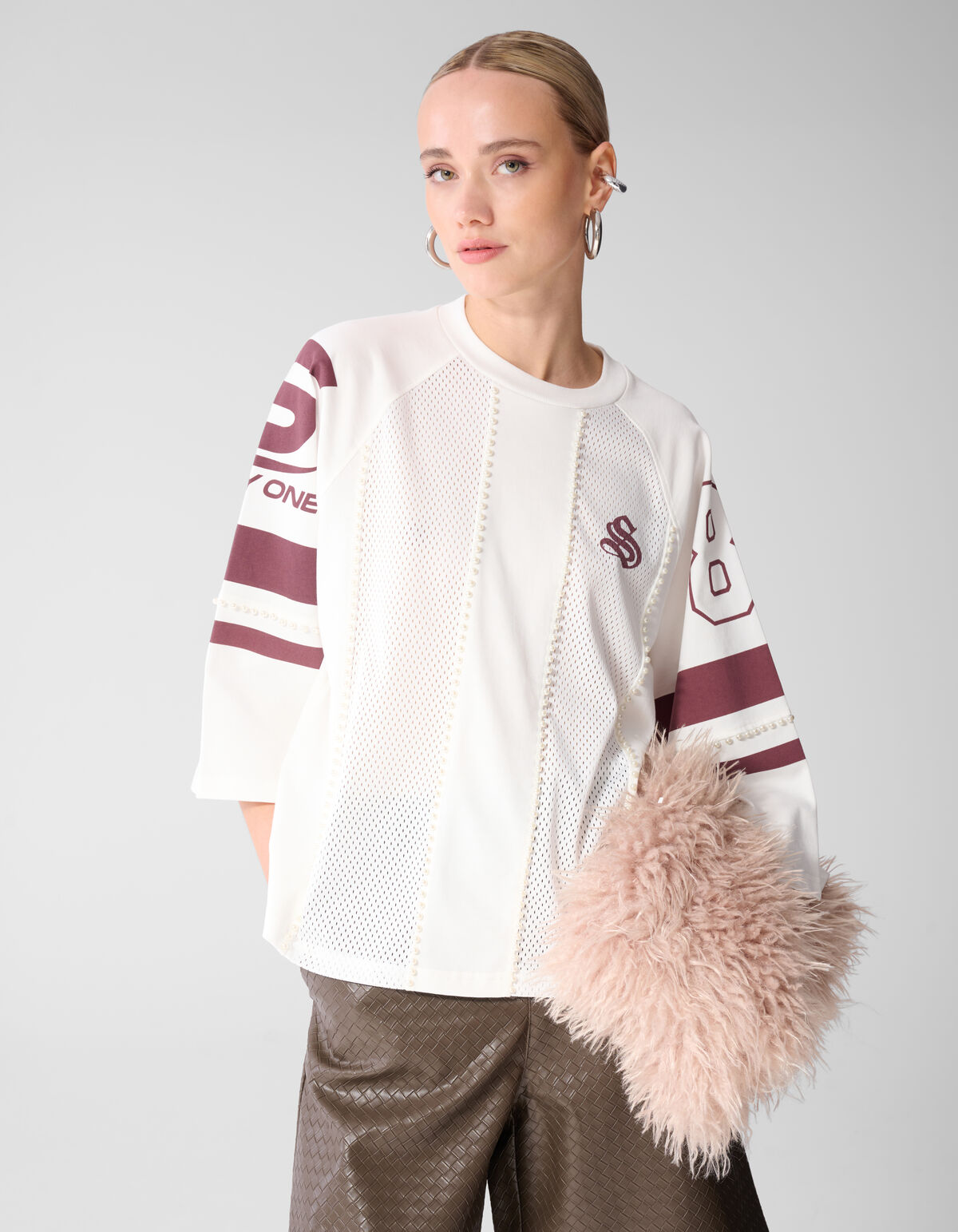 Sporty Pearl T-shirt Gebroken Wit