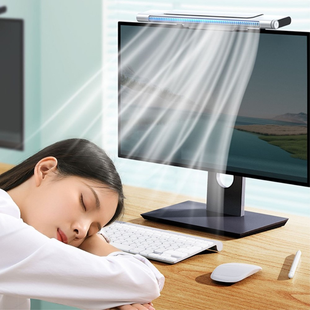 2in1 USB Desktop Lüfter Bildschirm Ventilator mit Licht - Schwarz