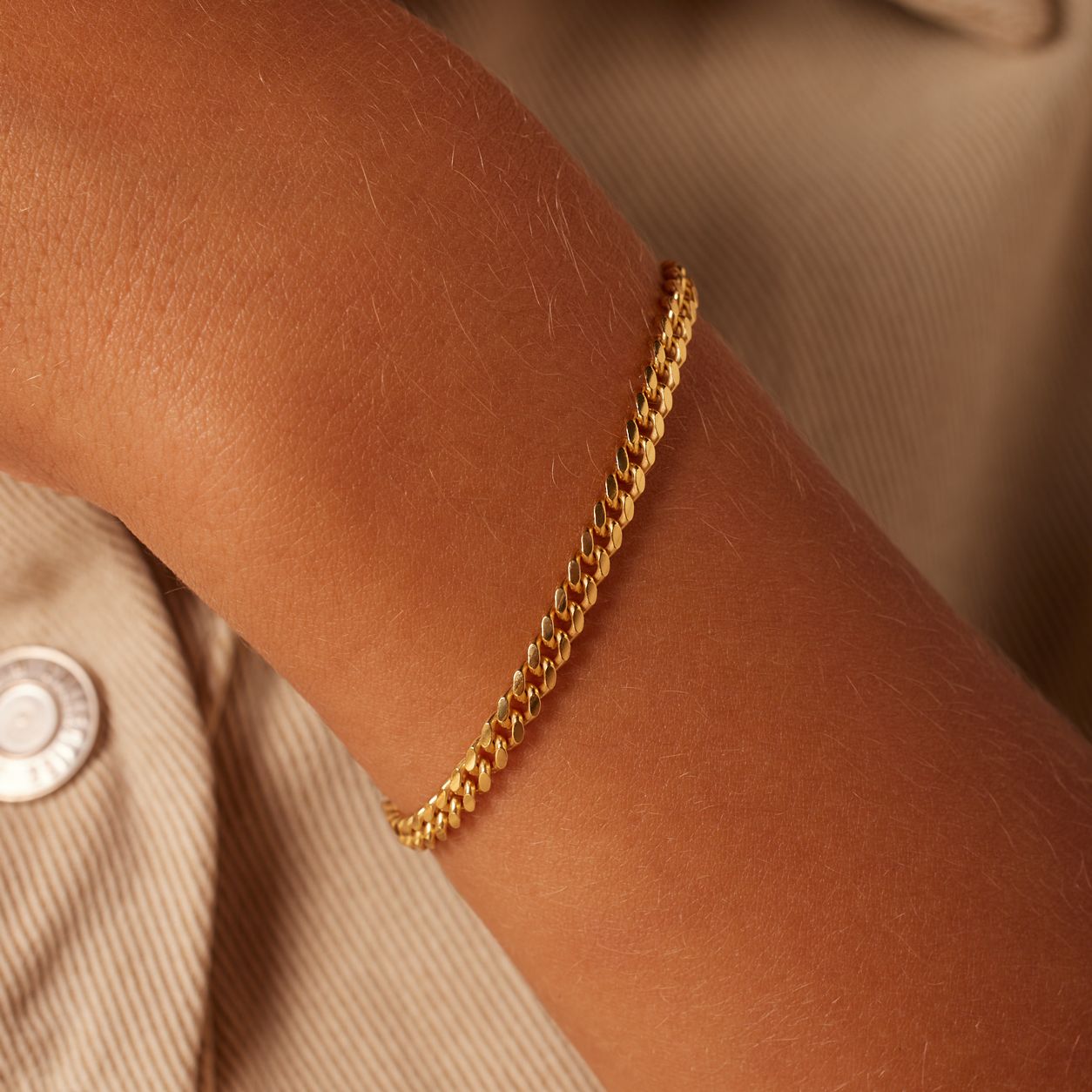 Gerecycled zilveren goldplated armband gourmetschakel