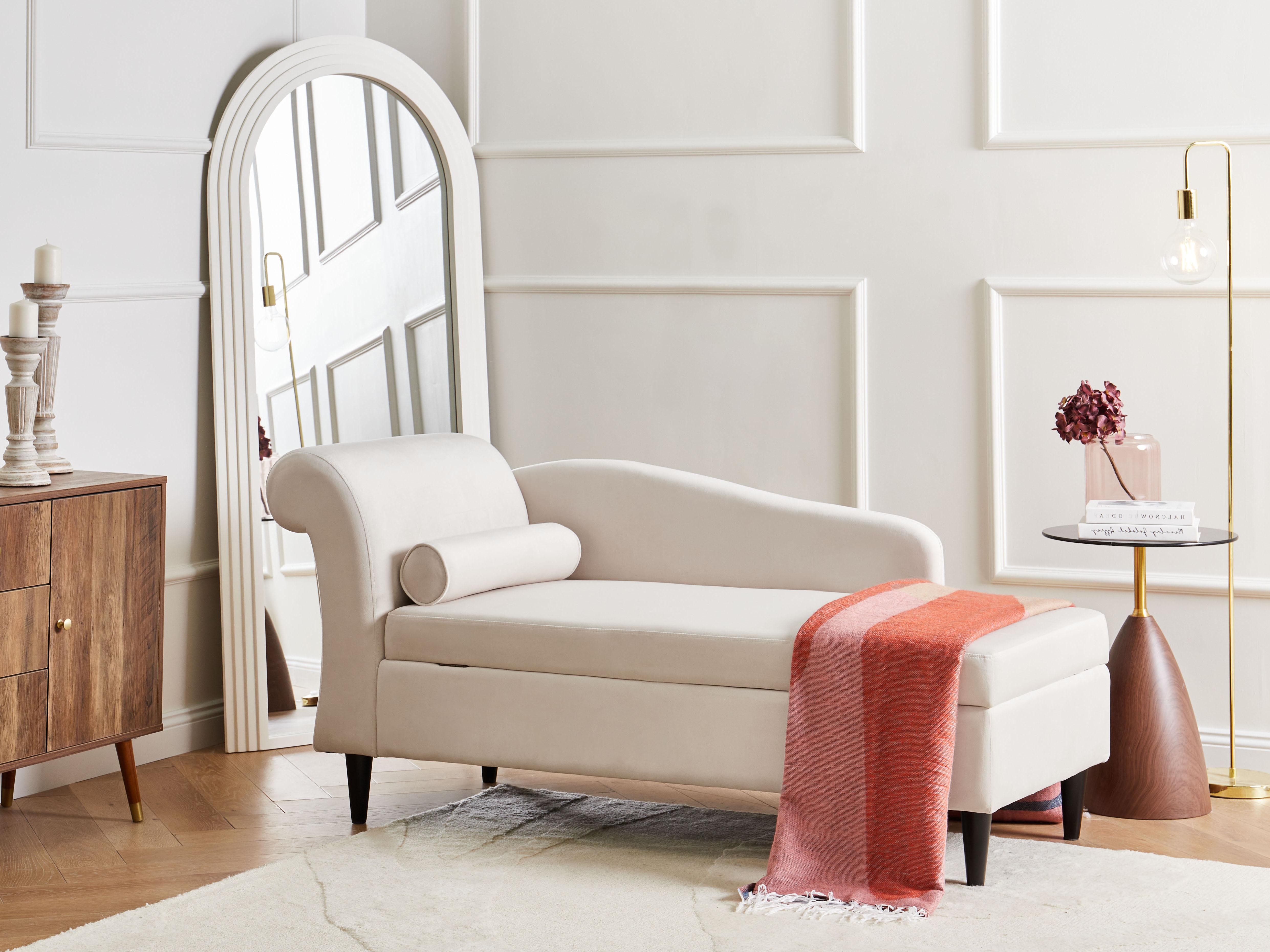Linkszijdige chaise longue LUIRO Fluweel Beige met opbergruimte