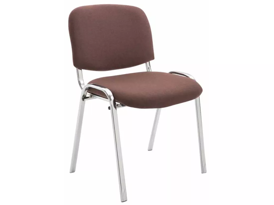 Lot de 4 Chaise de conférence - Tissu & Métal chromé - Marron - Ken