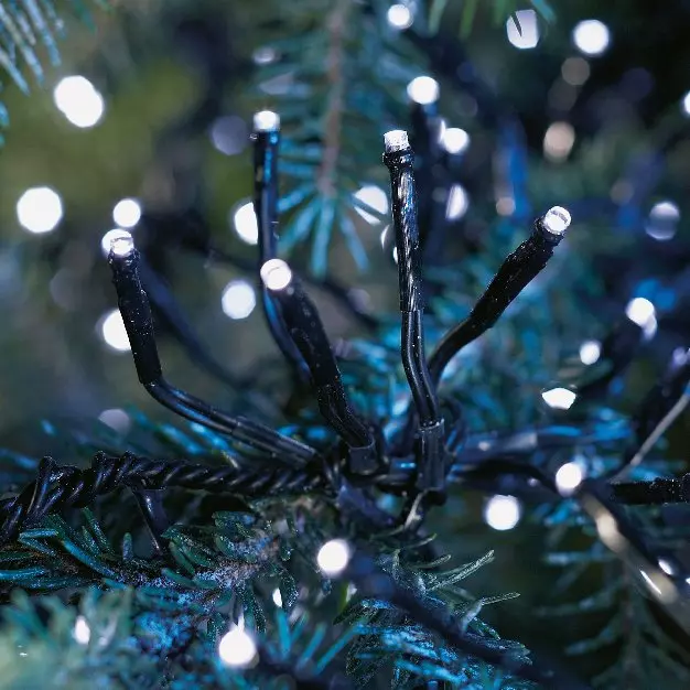 Guirlande lumineuse à piles 6 m 600 LED câble noir Grappe Durawise Blanc froid
