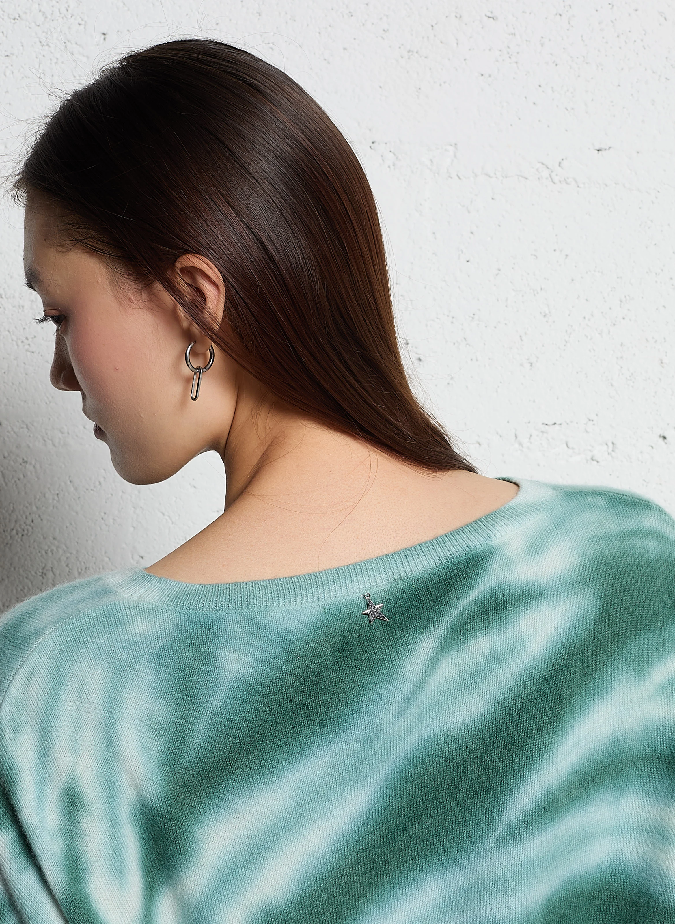 MARCOPIA - Pull oversize en cachemire imprimé | Vert