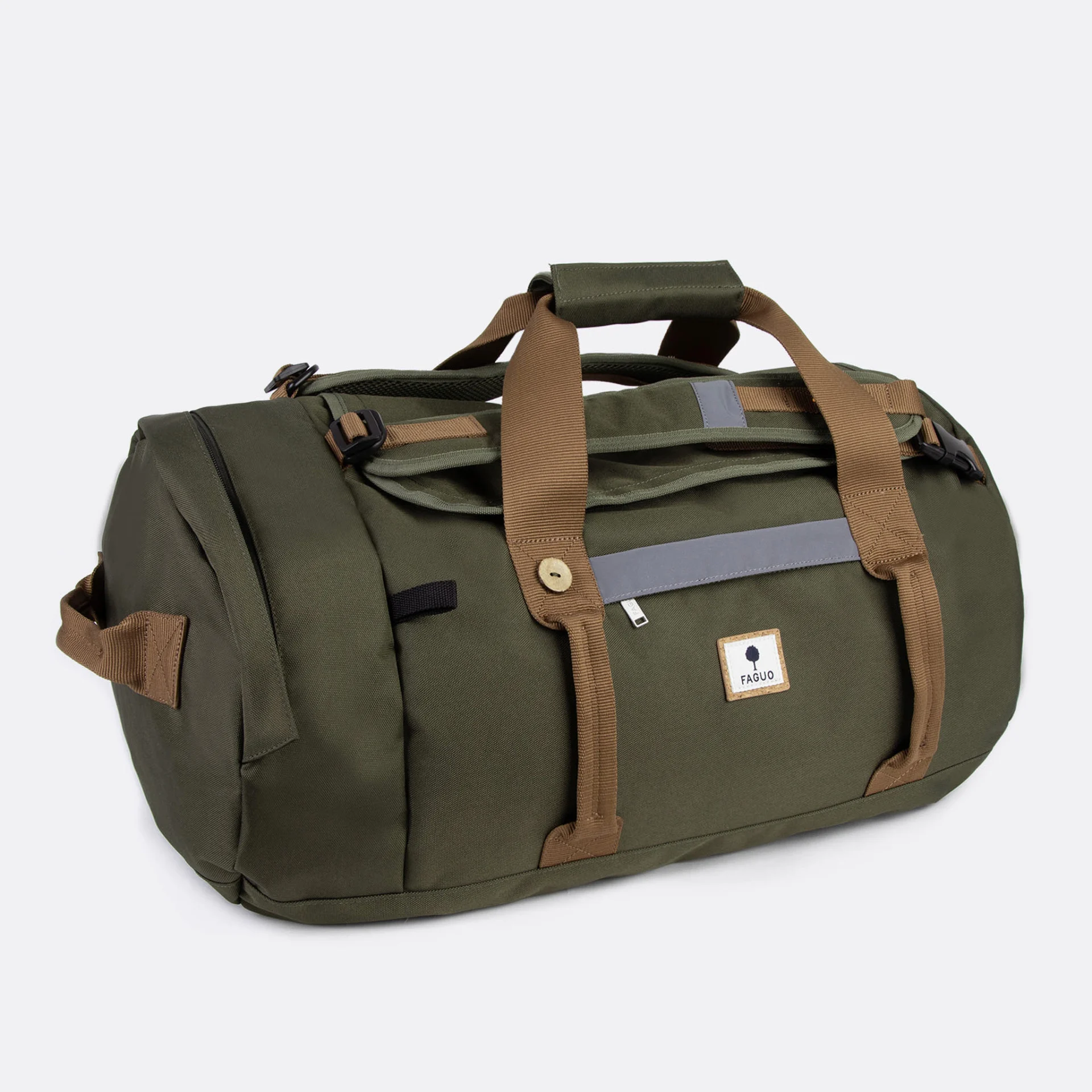 Sac de voyage kaki vegan polyester recyclé - modèle big duffle