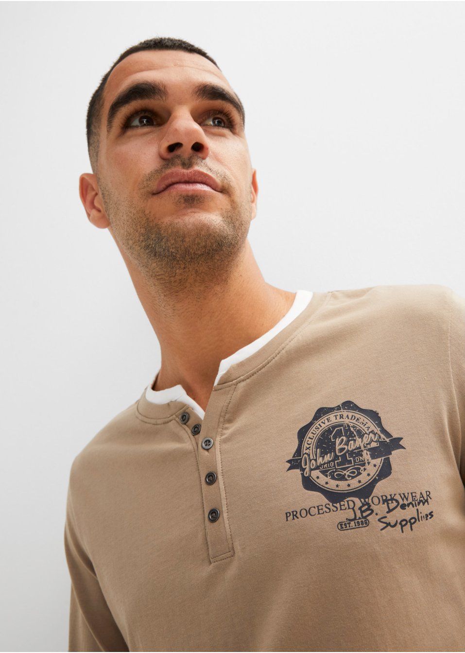 Lot de 2 T-shirts col Henley à manches longues