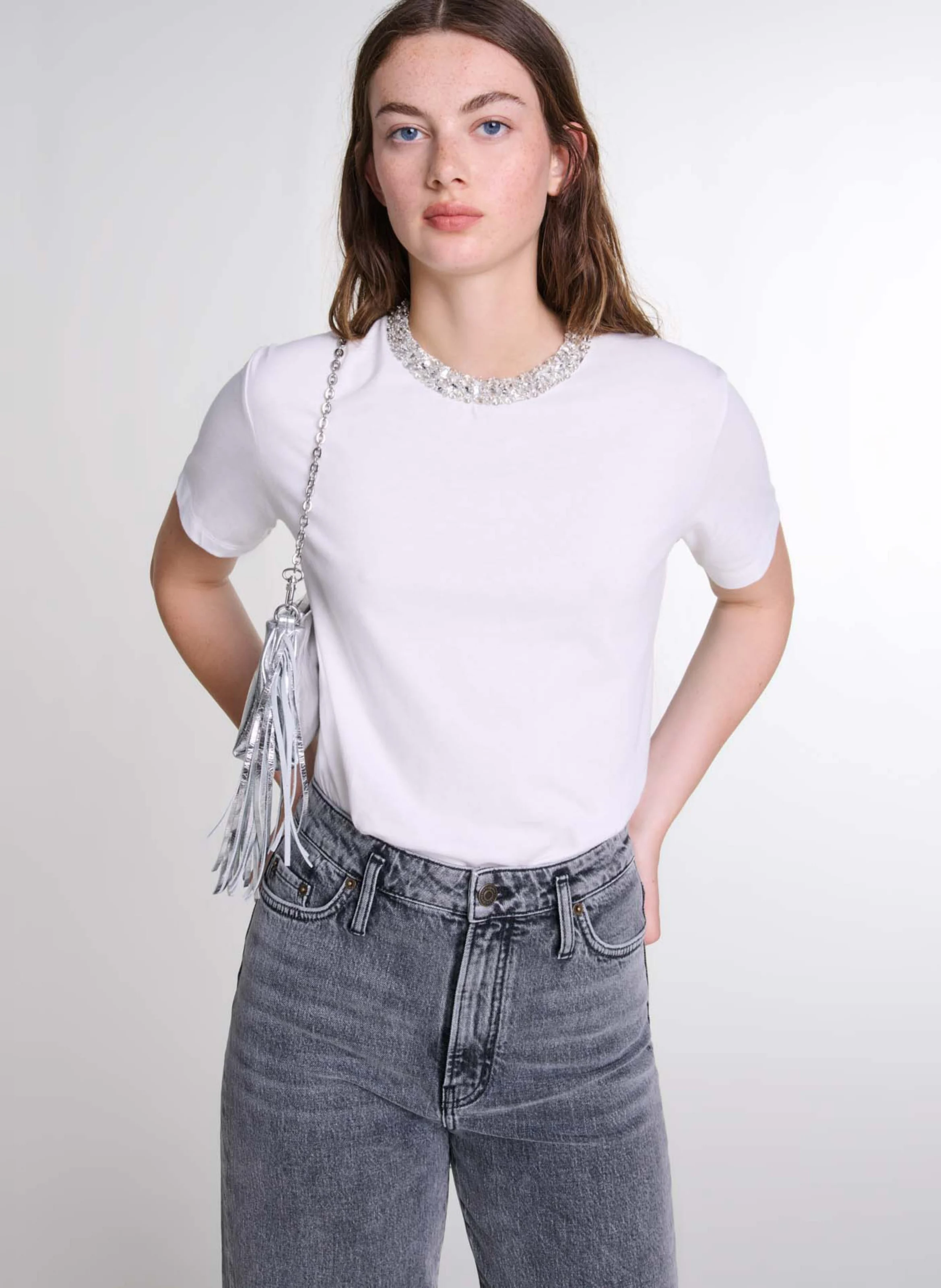 Tee-shirt col rond en coton | Blanc