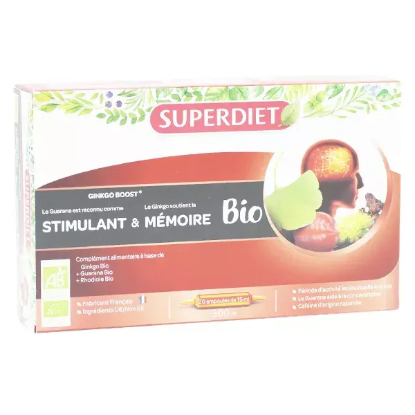 Superdiet Ginkgo Boost Rhodiola Guaraná 20 ampolas