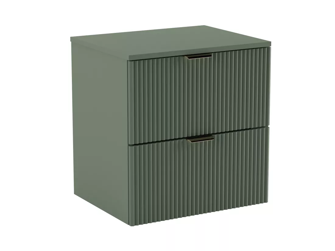 Meuble lavabo WENA, façades cannelées, Willy, 120x60x47 cm, Vert