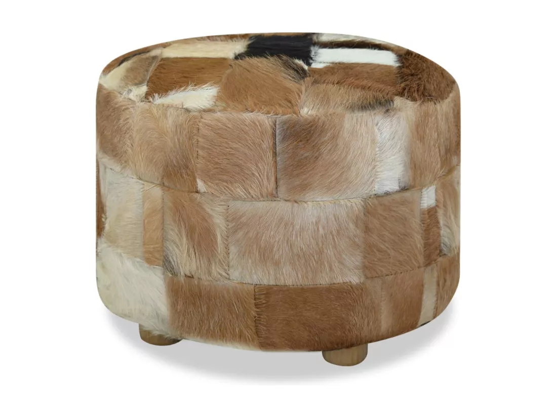 Pouf Cuir véritable Rond 50 x 50 x 45 cm