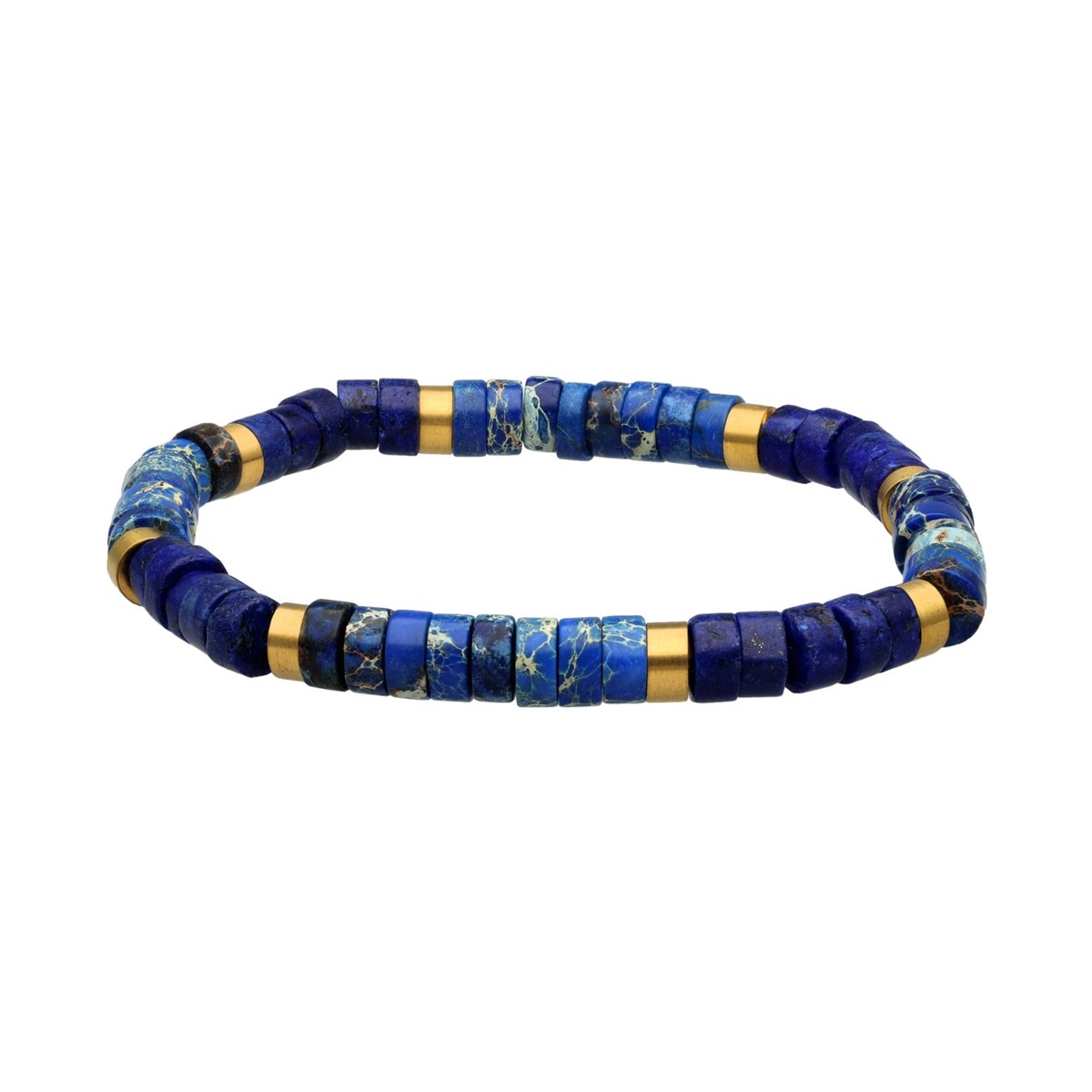 Bracelet Perles Heishi En Lapis Et Jaspe Impérial-XS-14cm