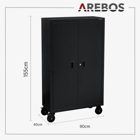 Aktenschrank_Garagenschrank 155 x 90 x 40 cm mit Rollen