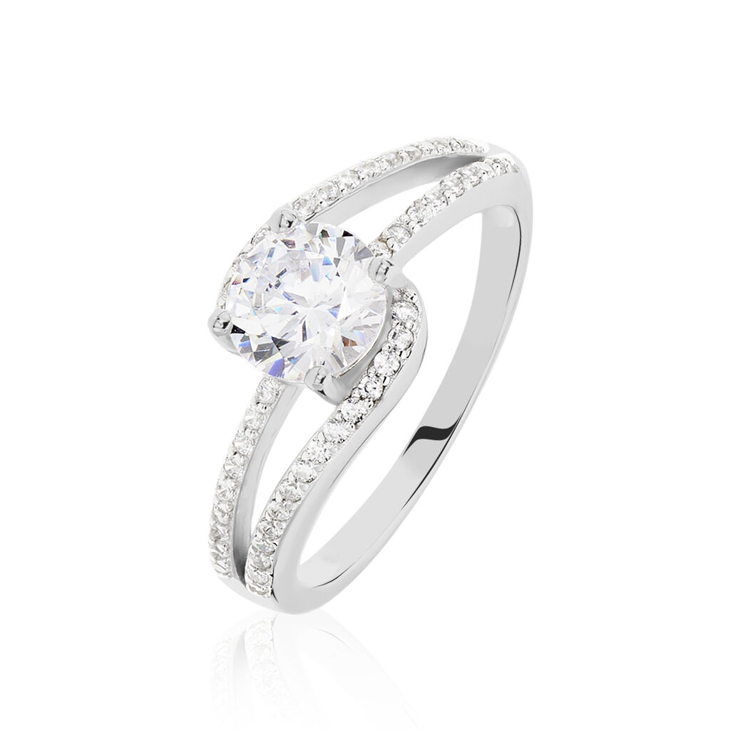 Bague Solitaire Maggy Argent Blanc Oxyde De Zirconium