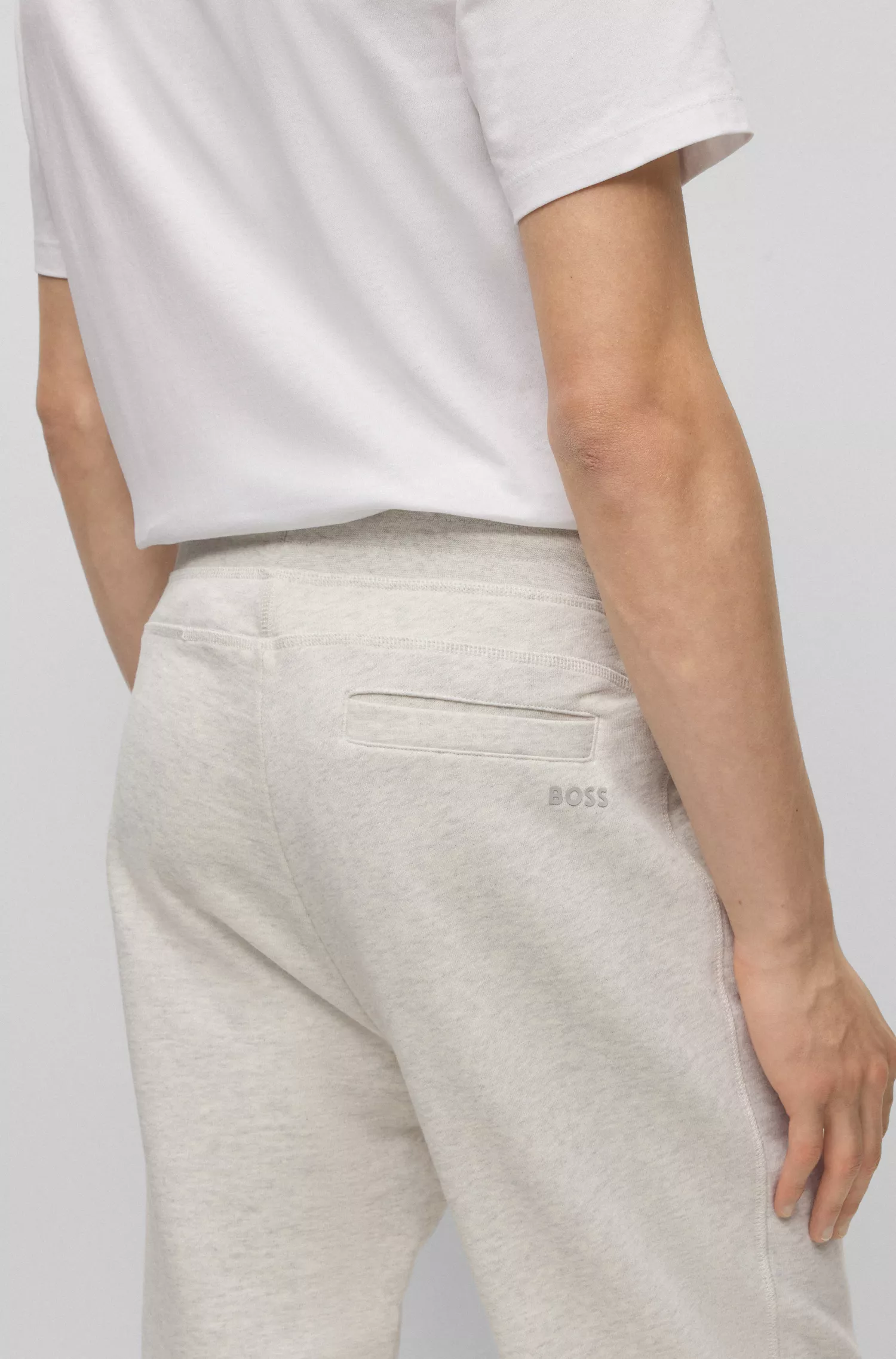 Calça de fato de treino BOSS em algodão felpudo laranja com estampa do logótipo