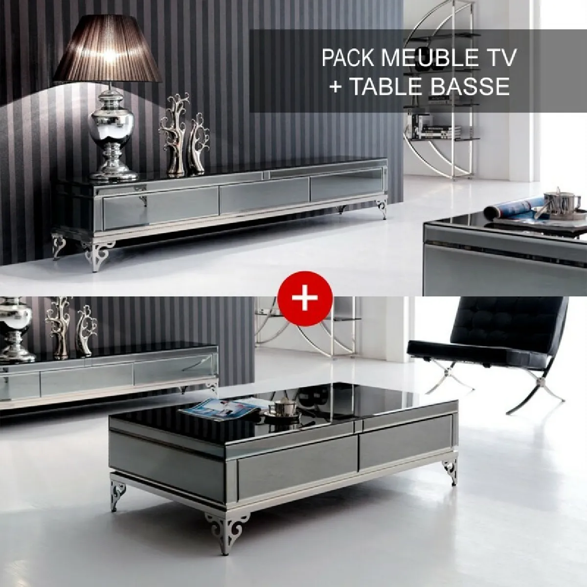 MEUBLER DESIGN Ensemble Meuble TV et Table Basse Elégante