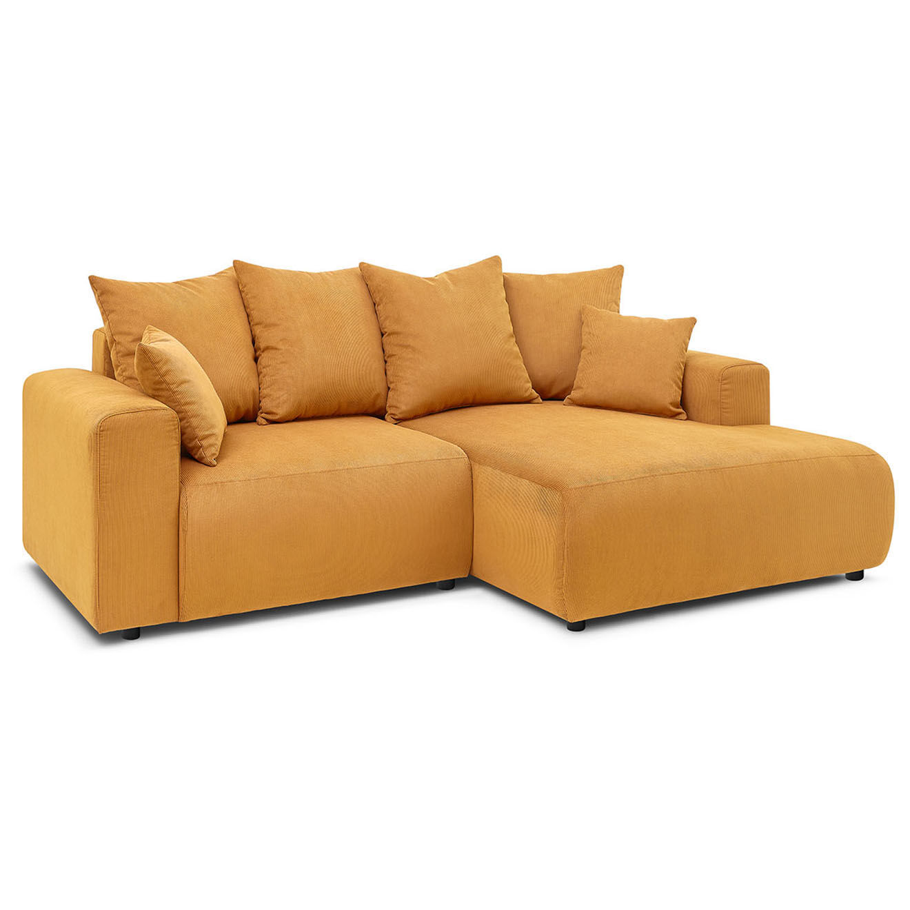 Bobochic Canapé d'angle fixe droit Enjoy moutarde - 237x147x95 cm