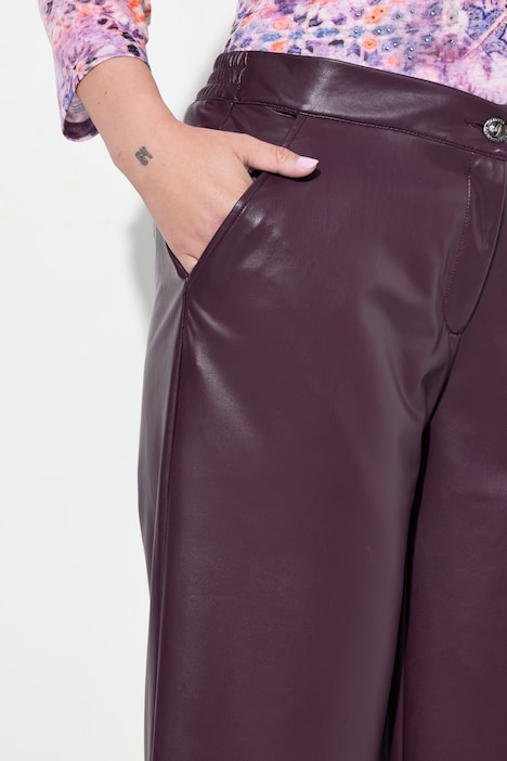 Culotte, weites Bein, Lederoptik