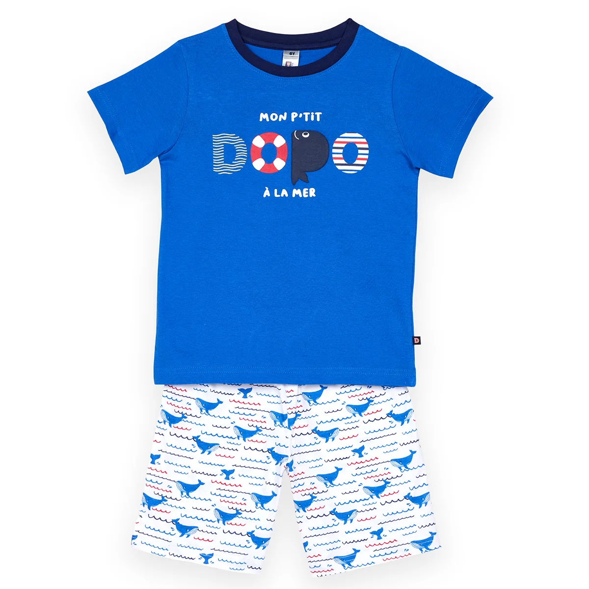 Pyjashort garçon BALEINE bleu/blanc