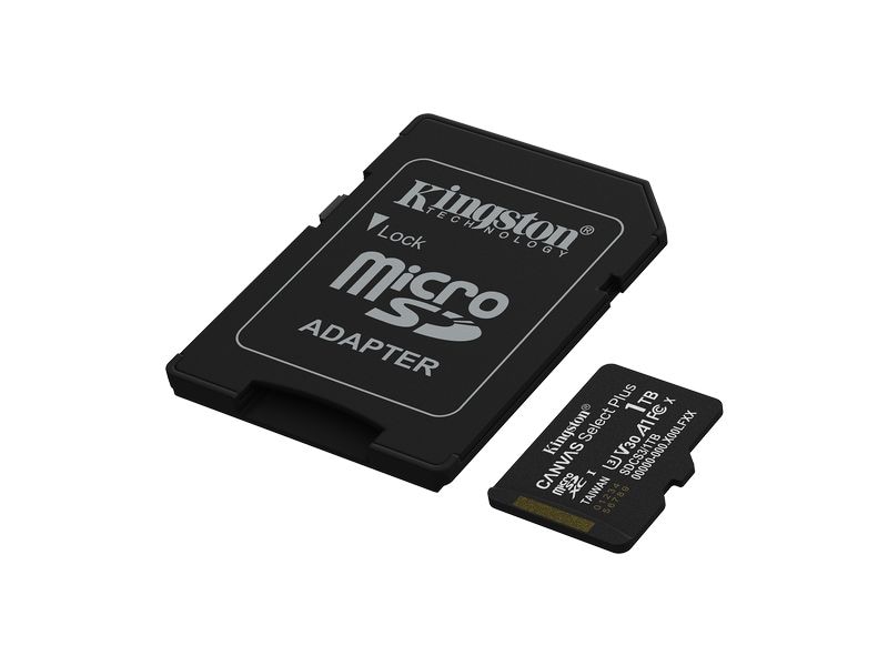 Kingston microSDXC-Karte Canvas Select Plus Gen3 1000 GB Robuste microSDXC-Karte für Full-HD-Aufnahmen mit Speicherkartenadapter