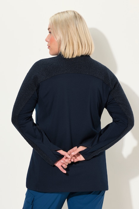 Sweatshirt, Stretch, Teddyfleece, Troyerkragen, Langarm