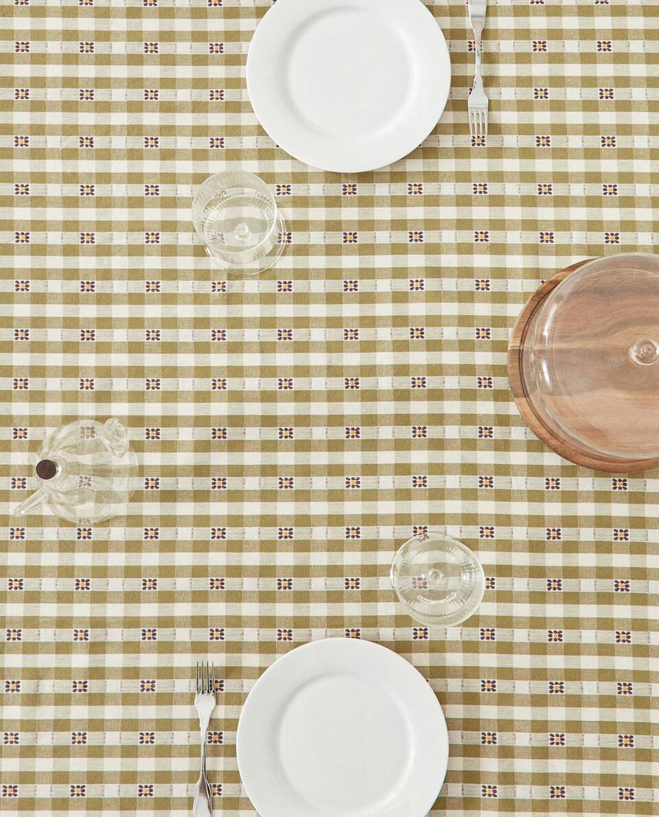 TOALHA DE MESA XADREZ COM FIOS TINGIDOS