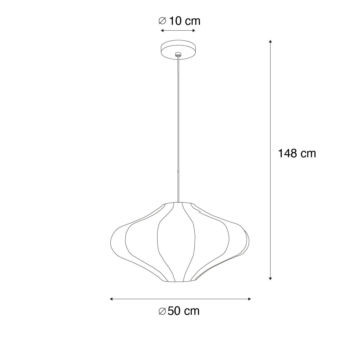 Design hanglamp wit zijden 50 cm - Plu