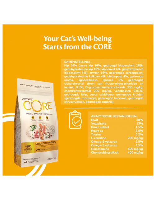 Wellness Core Grain Free Cat Sterilised Kip&Kalkoen - Kattenvoer