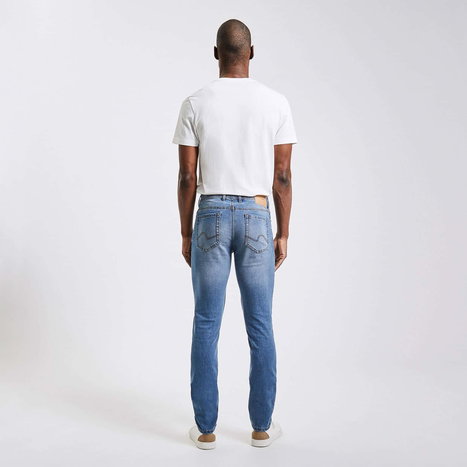 Jean slim en coton et polyester recyclés Bleu