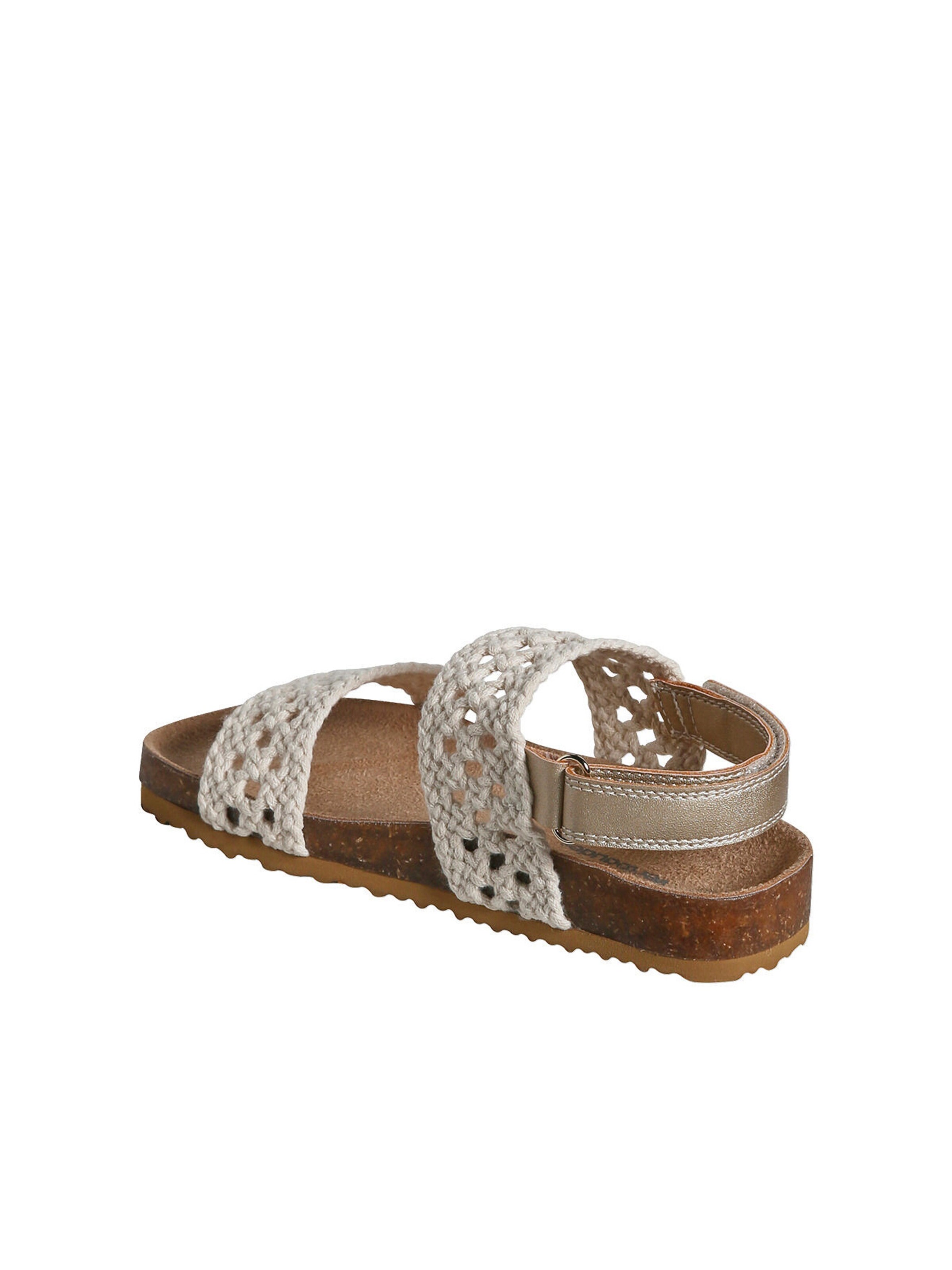 Vertbaudet Kinder Klett-Sandalen in Häkeloptik beige